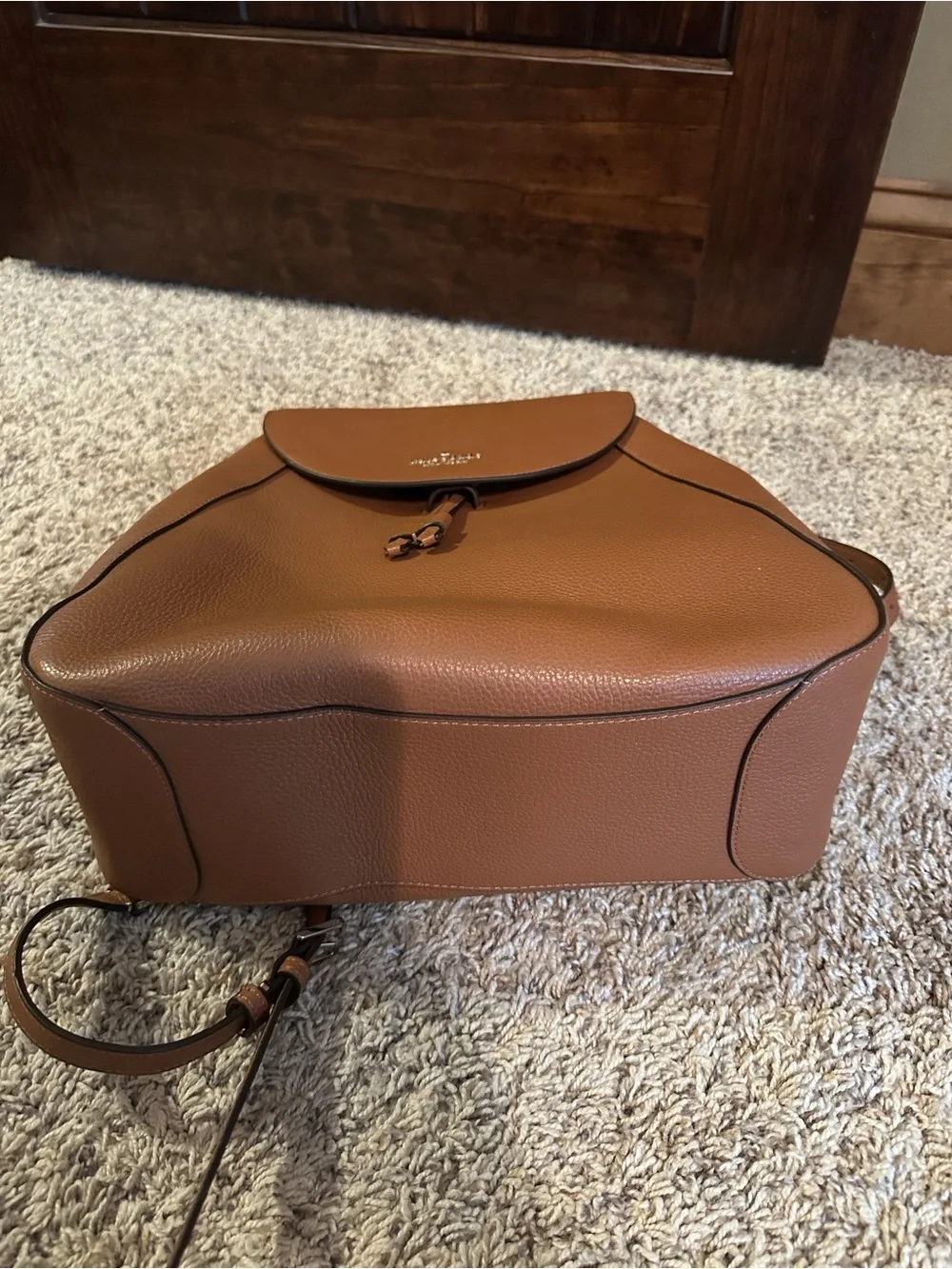 kate spade Tan Pebbled Leather Backpack with Gold Accent